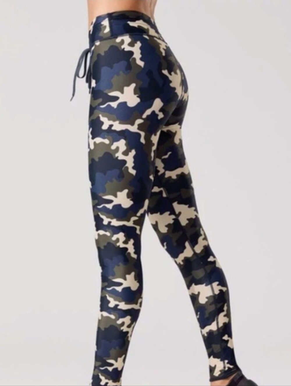 The Upside French Camo Full Length High-waisted Athletic Leggings Green, Cream